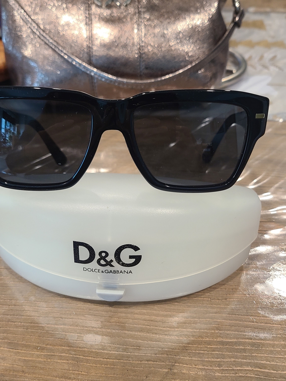 Dolce & Gabbana Black Square Sunglasses With Case.